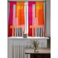 thumbnail image 4 of Pink Orange Curtains 45 Inch Length, Sheer Curtains for Bedroom Living Room Window Geometric Modern Abstract Oil Painting Rod Pocket Voile Drapes Kitchen Curtains Small Half Window 42"x45" 2 Panels, 4 of 6