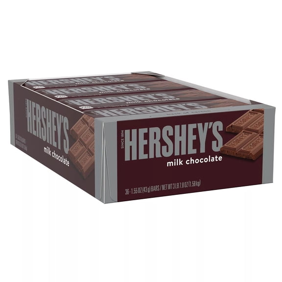 HERSHEY'S Milk Chocolate, Individually Wrapped Candy Bars, 1.55 oz (36 Count)