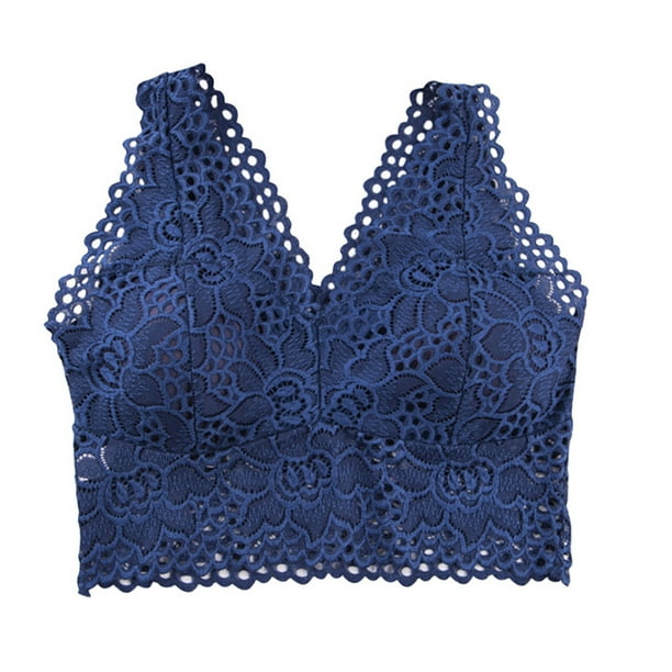 Sujetador de mujer de encaje Sexy Bralette Girl Elástico con correa de hombro ancha Sujetador Ropa interior de mujer, Azul Scienceny AP001220-03B