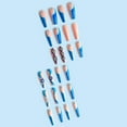 thumbnail image 3 of 24 Pcs Ongles Postiches Longs à Pois Bleus à Rayures Ongles Postiches Colorés pour Femme Fille Colle Gelée, 3 of 9