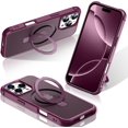 thumbnail image 1 of KOMI for iPhone 16 Pro Case 6.3", with Magnetic Ring Stand [Compatible with MagSafe] [Military Grade Protection] Slim Shockproof Translucent Protective Phone Case Wine Red, 1 of 5