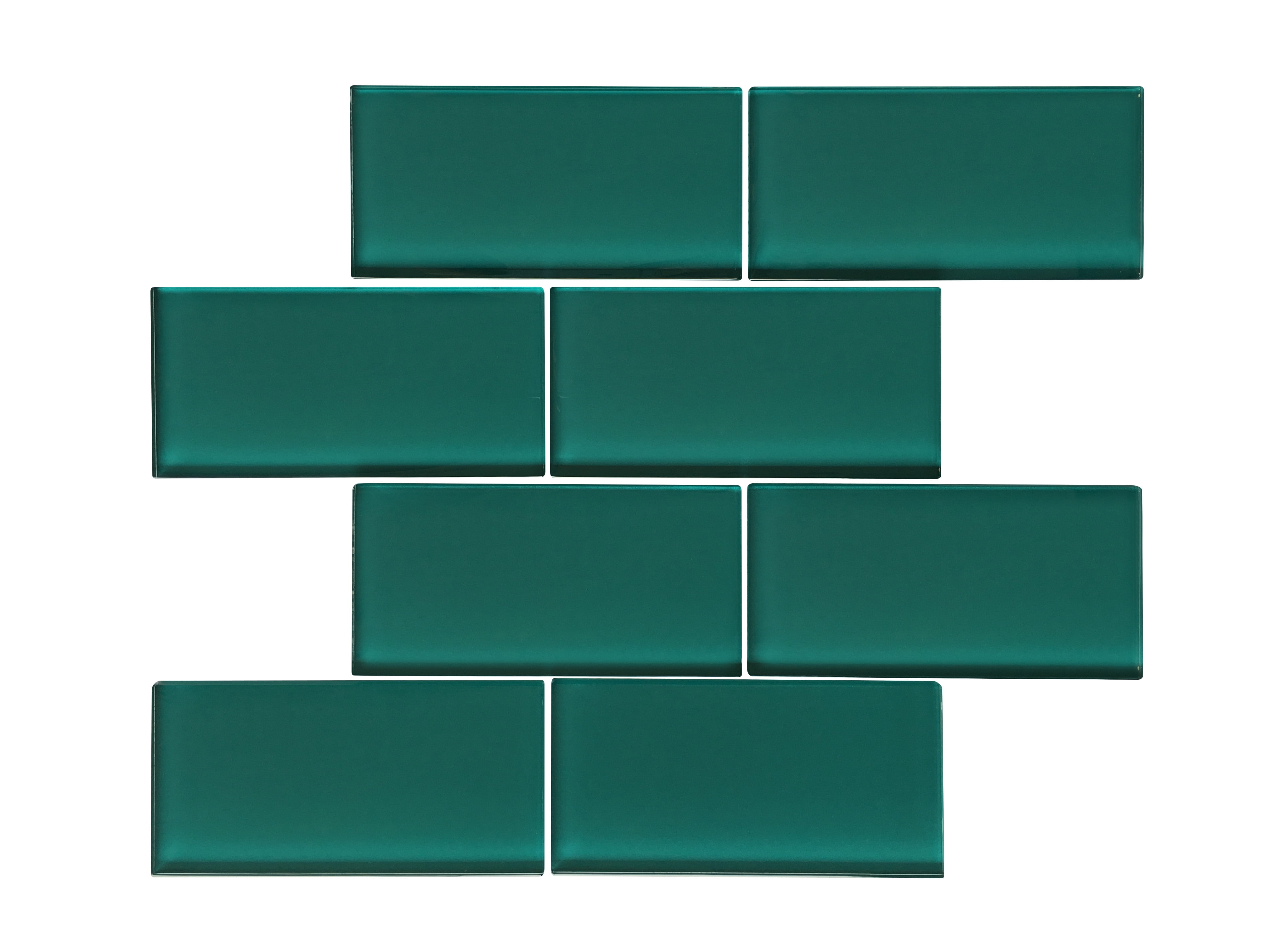 WS Tiles - Premium Dark Teal 3 in. x 6 in. Glass Subway 12 in. x 12 in. Mesh-Backed Wall Tile (5 sq. ft. / Case)