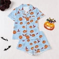 thumbnail image 2 of XIAOCHA Halloween Witch Hat Pumpkin Bat Spider Web Sleep Set For Women Flexible Waistband Loose Night Pajamas, 2 of 8
