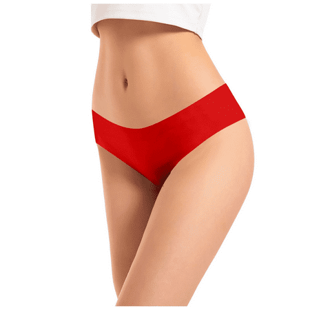 Fulorrnie Underwear for Women Seamless Briefs Breathable Comfort Panties Sport Hipster Waist Elastic Panty Red XL
