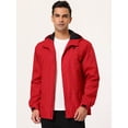 thumbnail image 3 of Sudadera con capucha para hombre Cortavientos Deportes Senderismo Ciclismo Cordón al aire libre Cremallera Anorak Chaquetas Prendas de abrigo Rojo grande Unique Bargains Chaqueta, 3 of 6