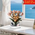 thumbnail image 1 of Wanfds Tulips Sunflower Flower Ornament 2D Acrylic Desktop Ornament Prop(A), 1 of 6
