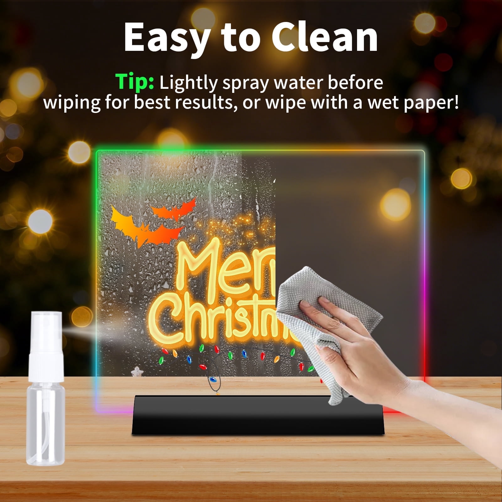 KOBAIBAN 7.9" Rechargeable LED Drawing Board with 9 Lighting Modes, 12 Markers, Light up Drawing Board for Kids Girls Boys Birthday Gifts, Black