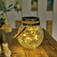 thumbnail image 3 of (2 pack) Mainstays 5.5" Crackle Glass Solar Powered Jar Light with Warm White LED Lights, 3 of 11