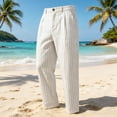 thumbnail image 5 of Guluxicc Men's Cotton Dress Pants with Pockets Button Front Loose Long Straight Leg Trousers for Summer Golf Wear Business Casual Outfits, 5 of 5