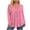 Pink, variant on Lenpel Women's Plus Size Tops Trendy Long Sleeve Crew Neck Pleated Curved Hem Casual T-Shirts Loose Tunic Blouses