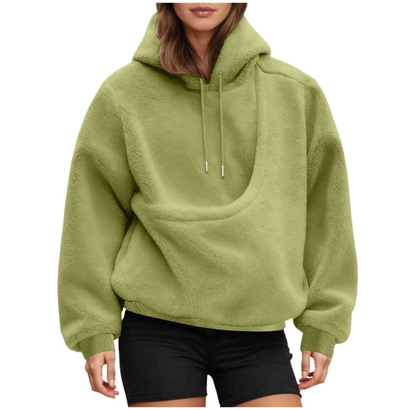 Pimfylm Women Fuzzy Fleece Hoodie Carrier Pouch Zip Up Hooded Warm Winter Jacket Cat Hoodie with Pouch Pet Carrier Hoodies Kangaroo Pocket Dog Sweatshirt Pullover Hoodie for Women Size S,Green