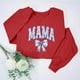 thumbnail image 2 of Penkiiy Mujeres de manga larga Mama Sweatshirts de cuello redondo Suéter suelto blusa ligera Tops L Rojo, 2 of 7