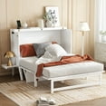 thumbnail image 3 of Bellemave Full Murphy Bed with Storage & Charging Station, Wood Cabinet Bed with Removable Shelves on Each Side, Murphy Bed Chest Bed Frame for Guest Bedroom, Living Room（White）, 3 of 9