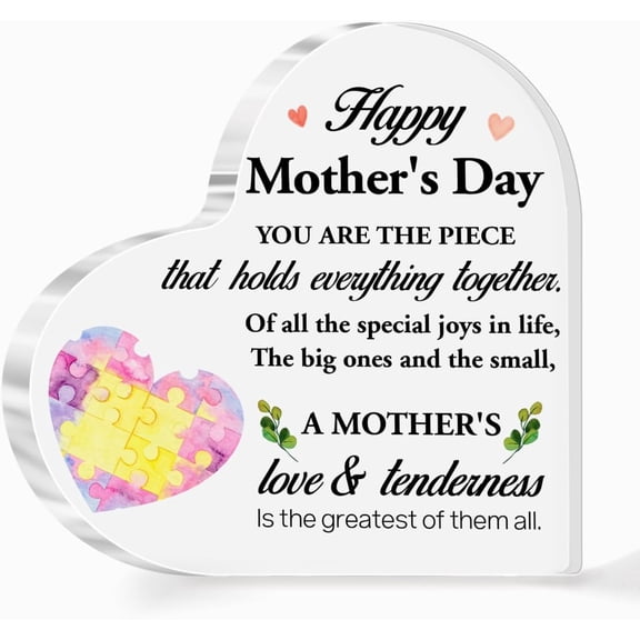To My Mom from Daughter Son Gifts,Mom Gift Acrylic Heart Sign,You Are The Piece That Holds Everything Together Sign Mothers Plaque Birthday Thanksgiving Retirement Christmas Gifts for Mom