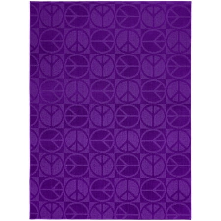 Garland Rug Large Peace Polypropylene Purple Indoor Area Rug, 5' x 7'