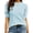 Blue, variant on Women's Short Sleeve Bubble Sweater Round Neck Pullover Top Ribbed Knit Sweater Shirt