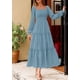 thumbnail image 3 of Vestido PRETTYGARDEN Otoño 2025 Maxi de Manga Larga Azul Polvoriento XL, 3 of 7