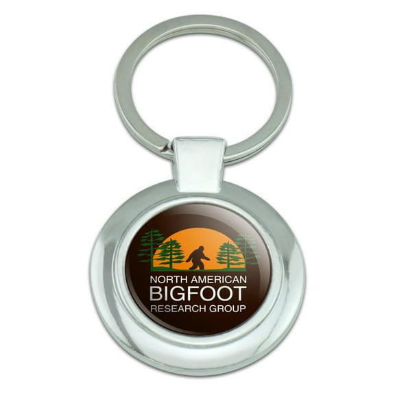 North American Bigfoot Research Group Classy Round Chrome Plated Metal Keychain