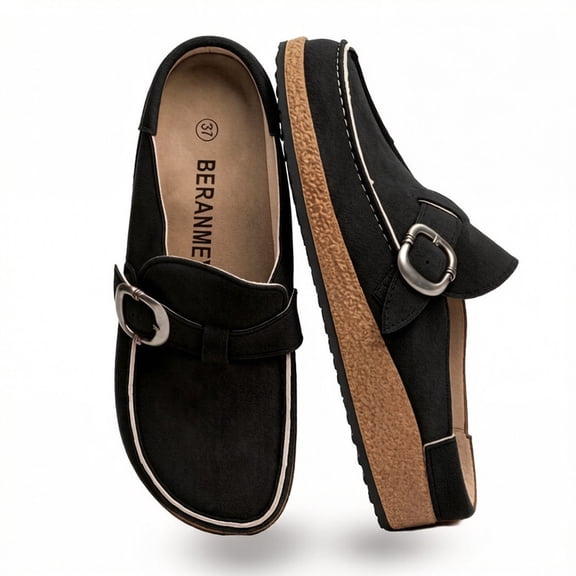 BERANMEY Casual Women's Mules & Clogs Slip-On Memory Foam Cloud Mules for Womens Mens with Non-Slip Sole Indoor/Outdoor Comfort Supportive Cork Sole Mules for Women 2025