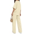 thumbnail image 4 of Sundazz Two Piece Sets for Women Summer Matching Lounge Sets Short Sleeve Tops and Wide Leg Pants Travel Vacation Outfits, 4 of 8