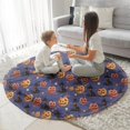 thumbnail image 3 of Magical Pumpkin Castle Halloween Pattern Round Blanket,Comfortable Soft Flannel Throw Blanket,All Season,Warm Lightweight Blankets for Sofa Bed Couch Living Room Chair 47"x47", 3 of 5