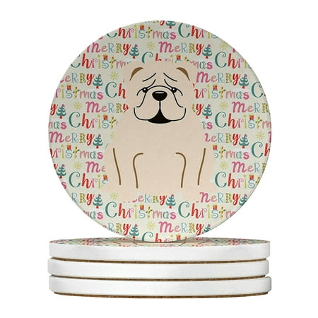 

Merry Christmas English Bulldog White Large Sandstone Coasters Pack of 4 4 in x 4 in