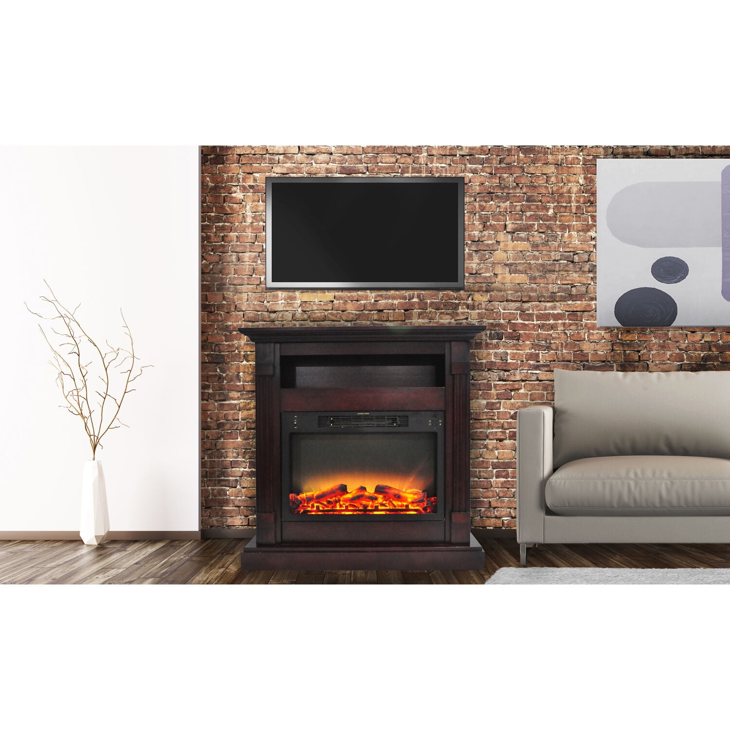 Cambridge Sienna 34" Electric Fireplace Mantel Heater with Enhanced Log
