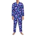 thumbnail image 3 of Kdxio crystal Skull flower star Men’s Pajama Set Pajamas For Men 2 Piece PJ Set with Men Pajama Pants and Long Sleeve T-Shirt Lounge Set-Medium, 3 of 7