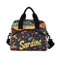 thumbnail image 6 of FORMRS Reusable Lunch Bag for Work School Leakproof Insulated Cooler with Adjustable Shoulder Strap, Black Sardines Pattern, 6 of 6