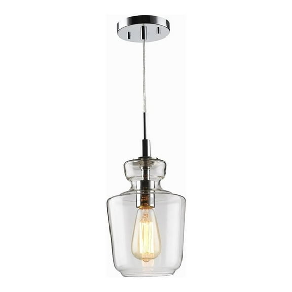 Woodbridge Lighting Sonya 1 Light Jar Glass Mini Pendant in Chrome