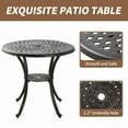 thumbnail image 5 of PATIO-IN 31.5" Cast Aluminum Round Outdoor Bistro Table with 2.2" Umbrella Hole, Bronze, 5 of 6