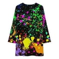 thumbnail image 3 of Neon Splatter Paint Loose Dress Evening Dress Summer Dresses for Women Luxury Dress Long Sleeved Dress, 3 of 4