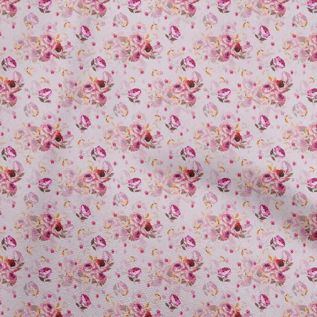 oneOone Velvet Light Pink Fabric Florals Craft Projects Decor Fabric Printed By The Yard 58 Inch Wide