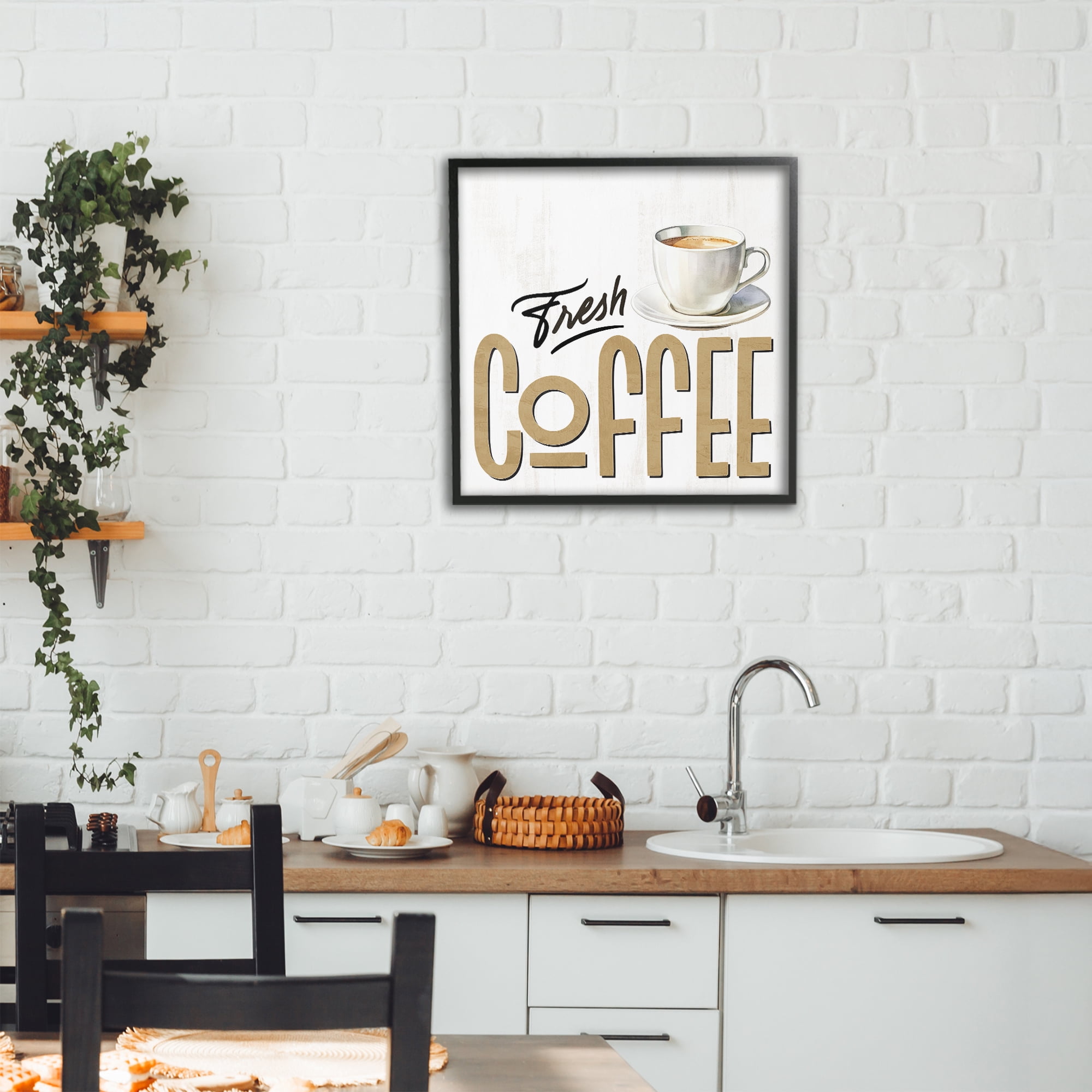 Stupell Industries Fresh Hot Coffee Black Framed Giclee Art, design by Kim Allen