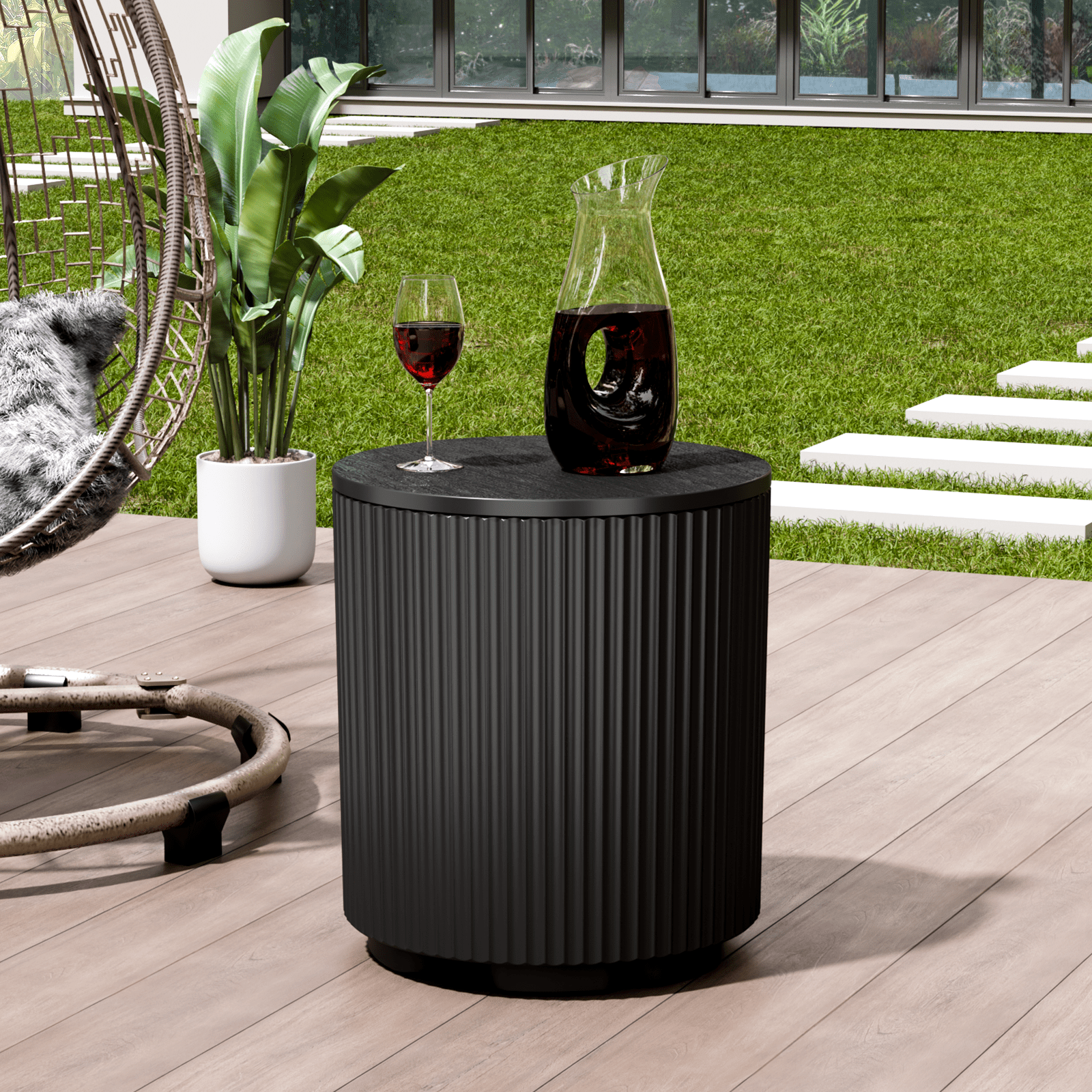 PolarcoForgeco 2-in-1 Portable Ice Bucket Cooler Table, Outdoor Ice Chest & Side Table Combo, Ideal for Patio, Parties, Picnics, Beach, and Outdoor Gatherings, Black