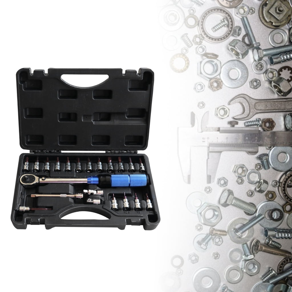 21 Piece Torque Wrench Set HighAccurate 2-24Nm, 1/4" Drive for Bike Motorcycle