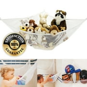Eutuxia Toy Storage Hammock, Large Organizer for Stuffed Animals, Balls, Plush Toys, Etc. Stylish & Effective Way to Organize Kids and Children's Rooms. Secure with 3 Metal Hooks and Durable Mesh Net.