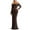 D-Brown, variant on For Women Round Neck Long Sleeve Off Shoulder Long Maxi Dress With Sheer Mesh Insert Flowy Evening Party Gown Classic Streetwear Black S