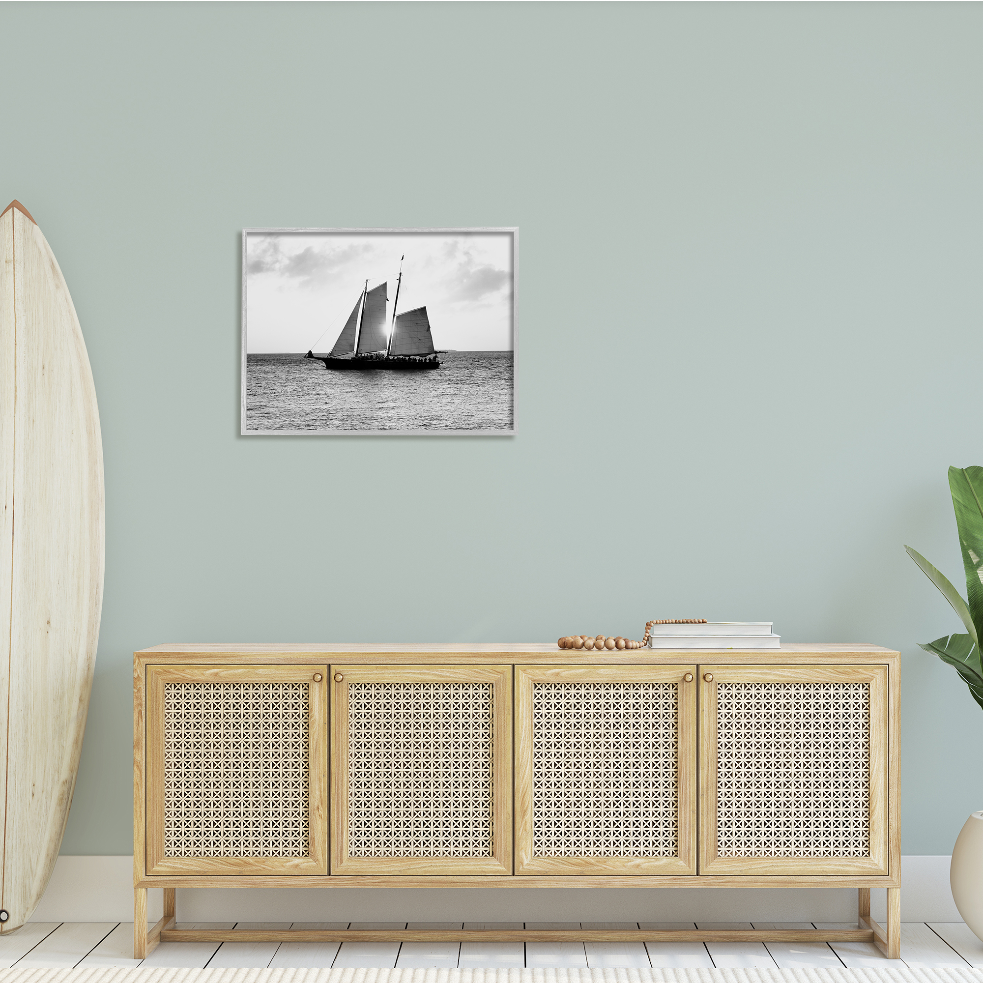 Stupell Indtries Traditional Ship Sailing Across Ocean Black White Photography,30 x 24,Design by Debbie O'dell