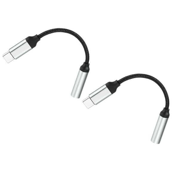 Uxcell 2pcs USB C to 3.5mm Female Audio Aux Jack Cable Type C Adapter to 3.5mm TRS Headphone Car Stereo HiFi Cord, Grey