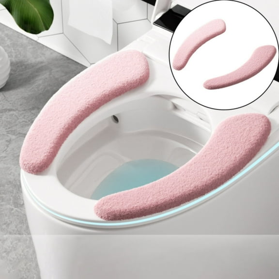 2Pcs Bathroom Warmer Toilet Seats Close Stool Washable Soft Seat Cover Pad Cushion Toilet Seat Cushion Suitable For All Seasons/ 2-Piece Pink Toilet Seat Cover Set