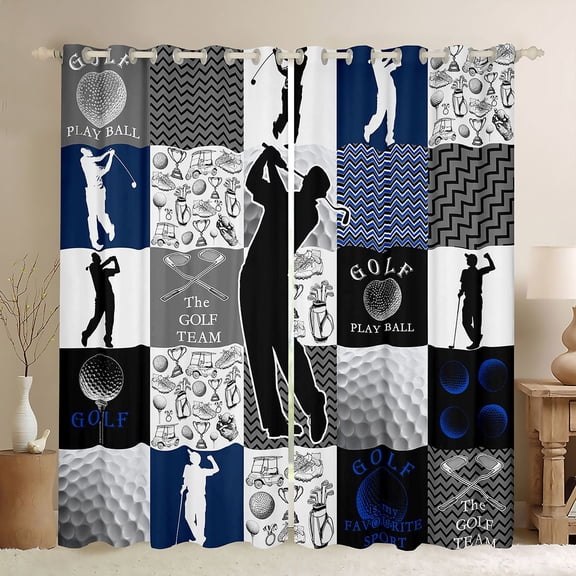 jejeloiu Golf Ball Gamer Curtains Pack of 2 (42x84 Each),Sport Game Curtains Blackout For Ball Lovers