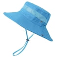 thumbnail image 4 of Packable Sun Hat Women Ponytail Hole Beach Hiking Women Bucket Hat Summer Outdoor Tops Sky Blue One Size, 4 of 5