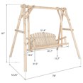 thumbnail image 4 of Ktaxon Outdoor Wooden Porch Swing Glider with Stand Hanging Swing 2 Seater Nature 67", 4 of 12