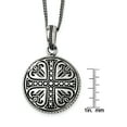 thumbnail image 2 of Lex & Lu Chisel Stainless Steel Polished & Antiqued Cross Circle 22'' Necklace, 2 of 2