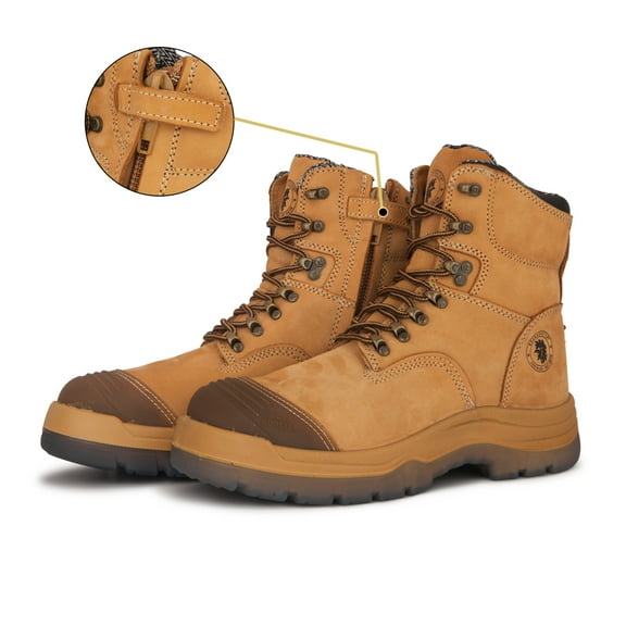 ROCKROOSTER Kimberly Work Boots for Men 7“ YKK Zipper sided, Steel Toe,Slip Resistant, Static Dissipative, Breathable, Quick Dry,Anti-Fatigue,Breathable AK232Z-7