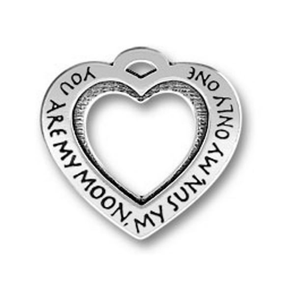 Sterling Silver 16" .8mm Box Chain YOU ARE MY MOON MY SUN MY ONLY ONE Heart Pendant Necklace