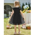 thumbnail image 4 of Arshiner Toddler Black Girl Dress Summer Flower Birthday Princess Party Formal Funeral Tutu Tulle Lace Flutter Sleeve Toddler Girls Dresses 4t, 4 of 5