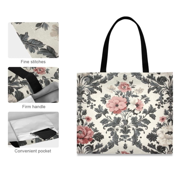 Canvas Tote Bag for Women Girls Design Print Vintage Romance Tote