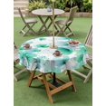 thumbnail image 4 of Outdoor Tablecloth with Umbrella Hole for Patio/Picnic/Party/Camping, Spring Flowers Waterproof Table Cloth Round Cover Washable, Green Blossom Watercolor Botanical Florals (Dia 60"), 4 of 8